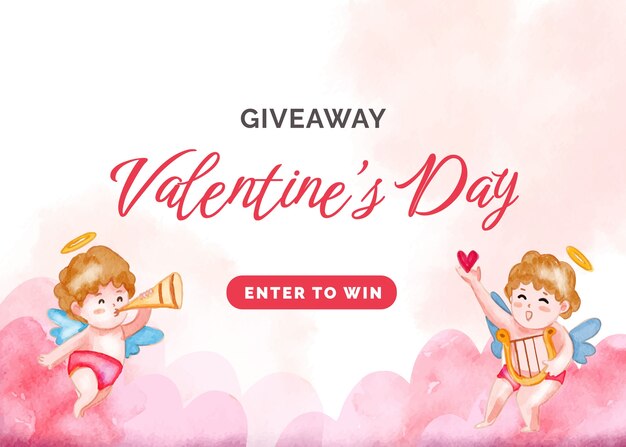 Ilustración de sorteo de acuarela de san valentín