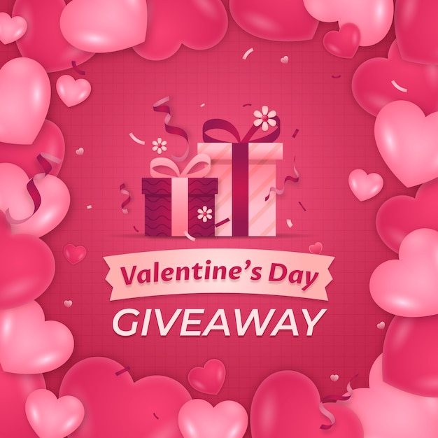 Ilustración de sorteo de día de san valentín degradado