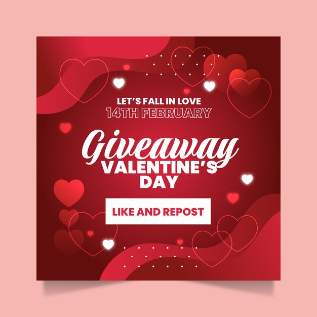 Ilustración de sorteo de día de san valentín degradado