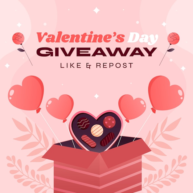 Ilustración de sorteo de día de san valentín degradado