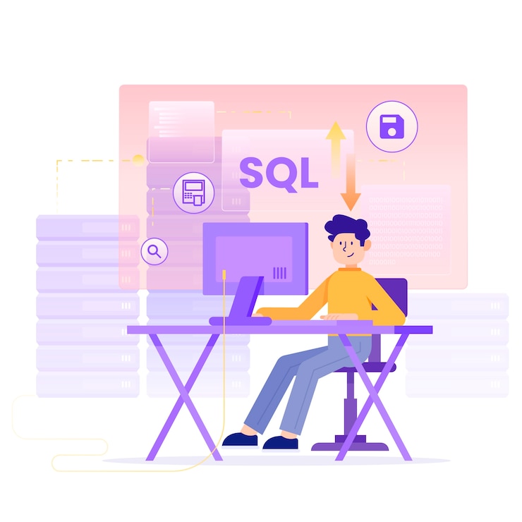 Vector gratuito ilustración de sql de diseño plano dibujado a mano