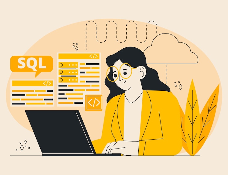 Vector gratuito ilustración de sql de diseño plano dibujado a mano