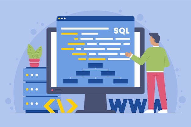 Ilustración de sql de diseño plano