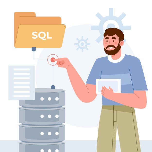 Ilustración de sql de tecnología abstracta