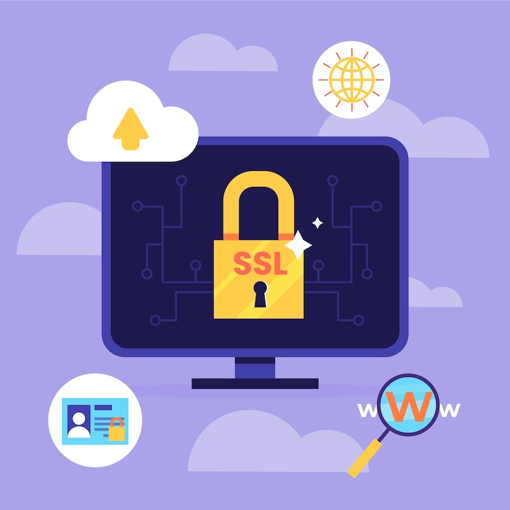 Vector gratuito ilustración de ssl de diseño plano dibujado a mano