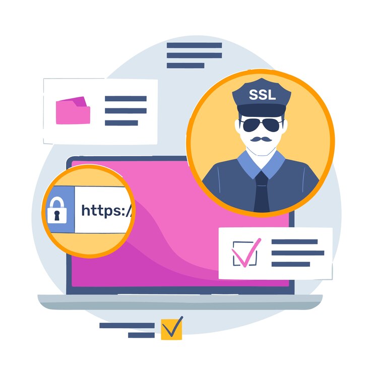 Vector gratuito ilustración de ssl de diseño plano dibujado a mano