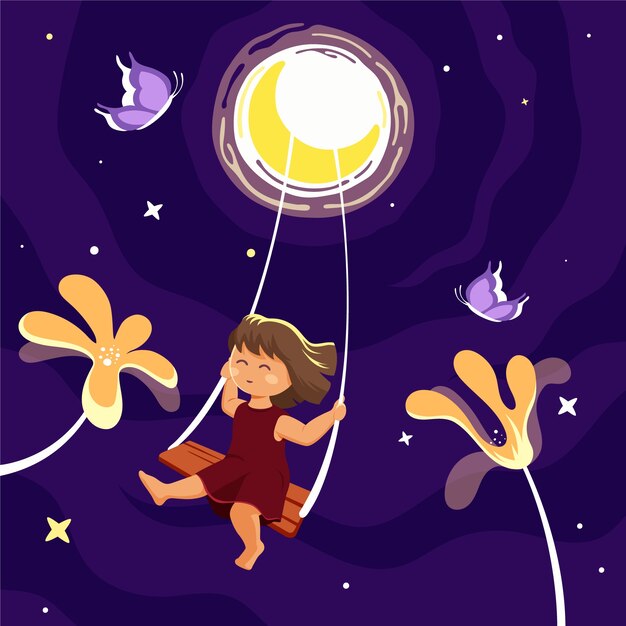 Ilustración de sueños mágicos de diseño plano