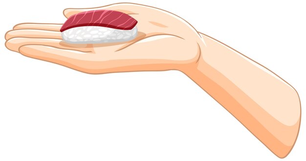 Ilustración de sushi con la mano