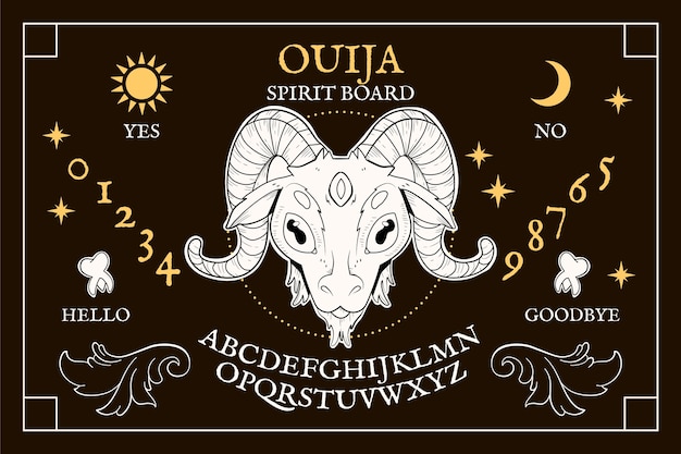 Ilustración de tablero de ouija dibujado a mano
