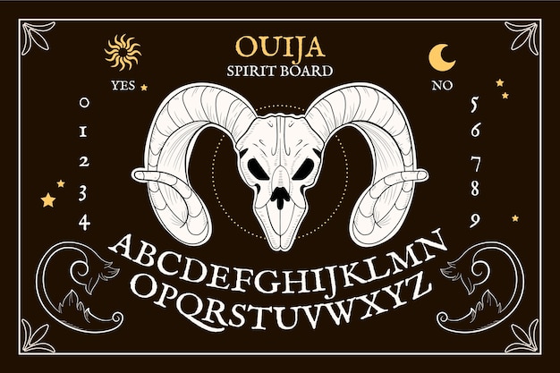 Ilustración de tablero de ouija dibujado a mano