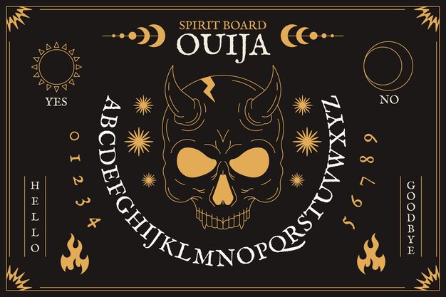 Ilustración de tablero de ouija dibujado a mano