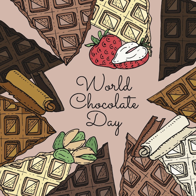 Vector gratuito ilustración de tabletas de chocolate dibujadas a mano