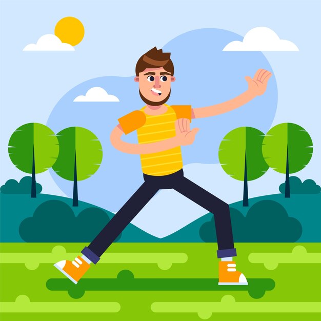 Ilustración de tai chi dibujado a mano