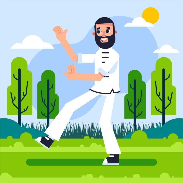 Ilustración de tai chi dibujado a mano