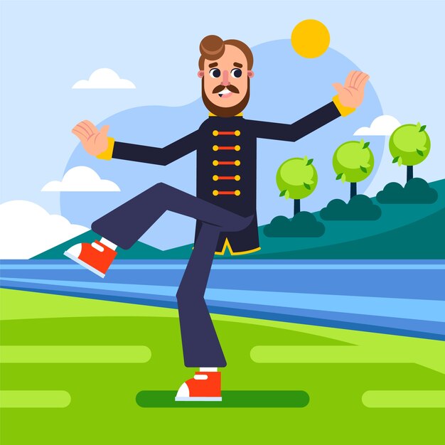 Ilustración de tai chi dibujado a mano