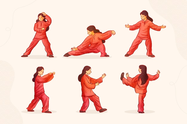 Vector gratuito ilustración de tai chi dibujado a mano