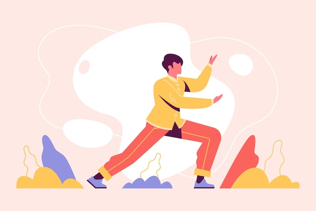 Vector gratuito ilustración de tai chi dibujado a mano