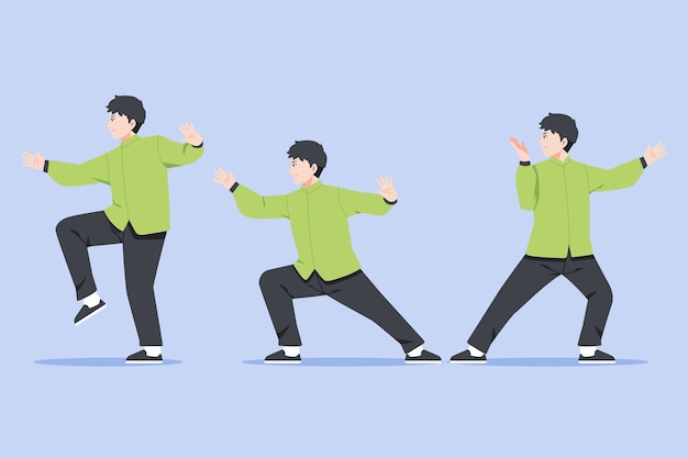 Ilustración de tai chi dibujado a mano