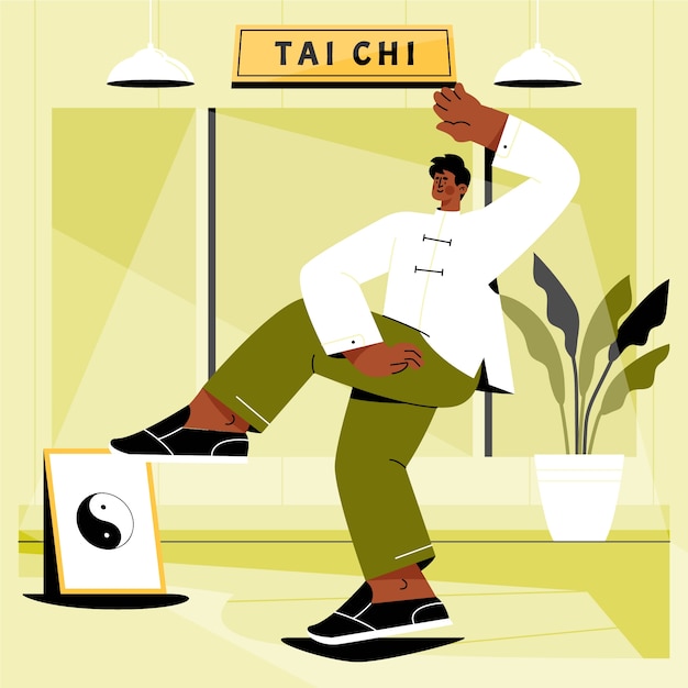 Vector gratuito ilustración de tai chi dibujado a mano