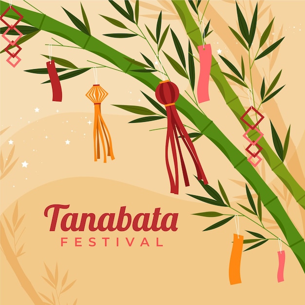 Vector gratuito ilustración de tanabata plana orgánica