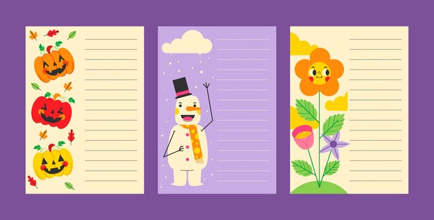 Ilustración de tarjetas de niños de diseño plano