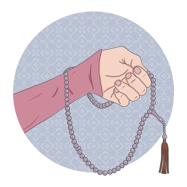 Ilustración de tasbih dibujado a mano