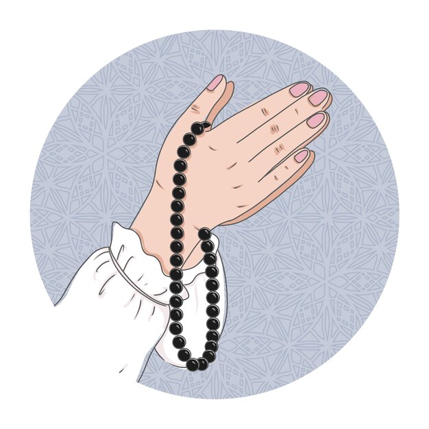 Ilustración de tasbih dibujado a mano