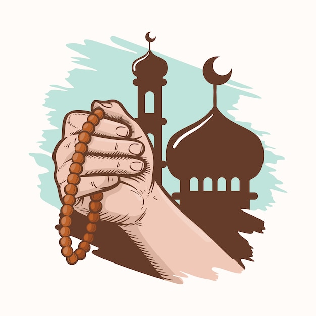 Vector gratuito ilustración de tasbih dibujado a mano