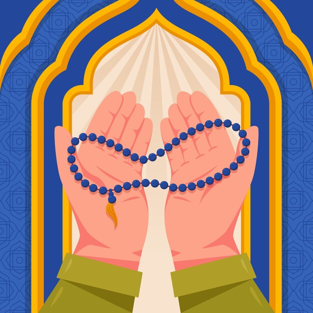 Ilustración de tasbih de diseño plano