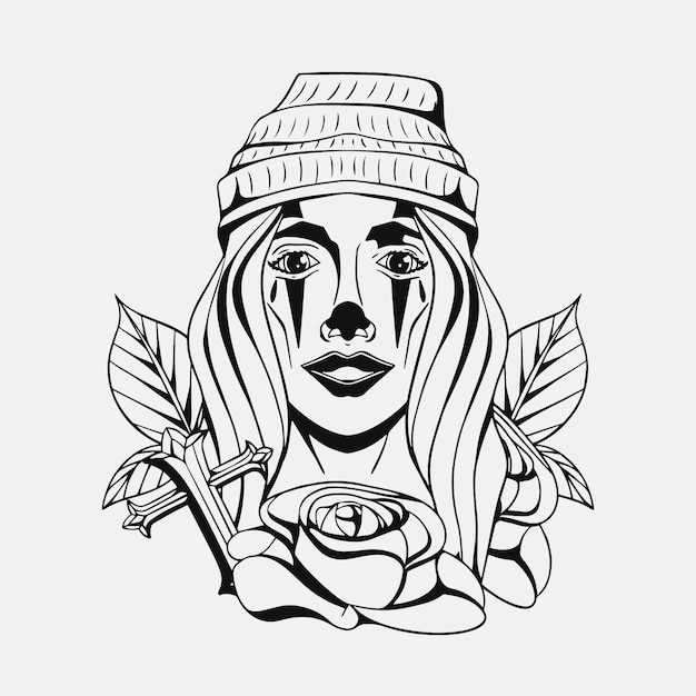 Vector gratuito ilustración de tatuaje chicano dibujado a mano