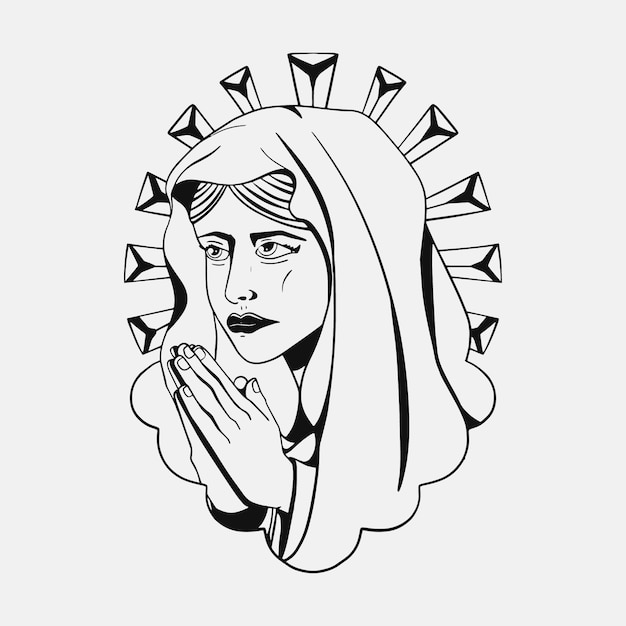 Ilustración de tatuaje chicano dibujado a mano