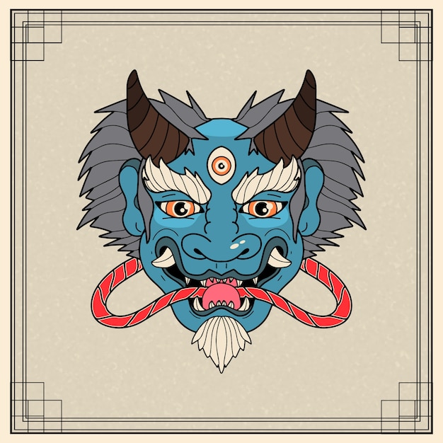Ilustración de tatuaje de estilo asiático dibujada a mano