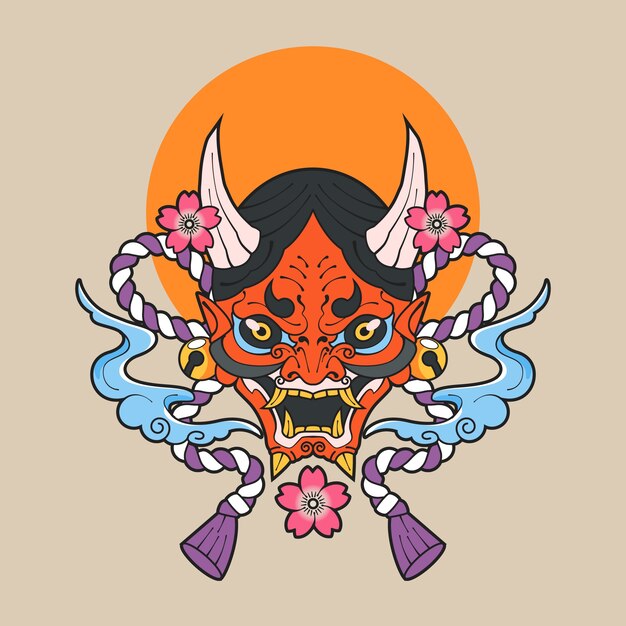 Ilustración de tatuaje de estilo asiático dibujada a mano