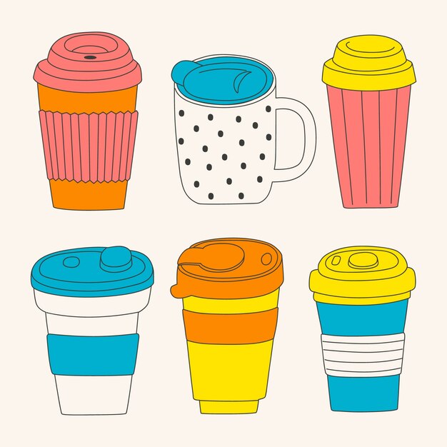 Ilustración de taza ecológica dibujada a mano