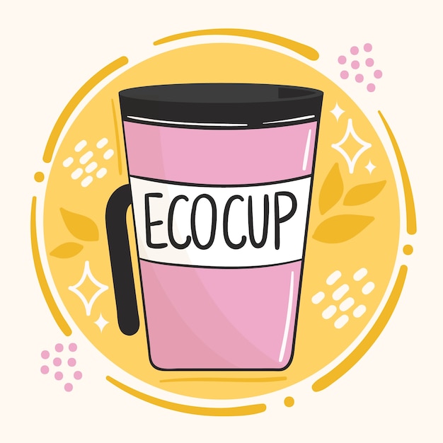 Vector gratuito ilustración de taza ecológica dibujada a mano