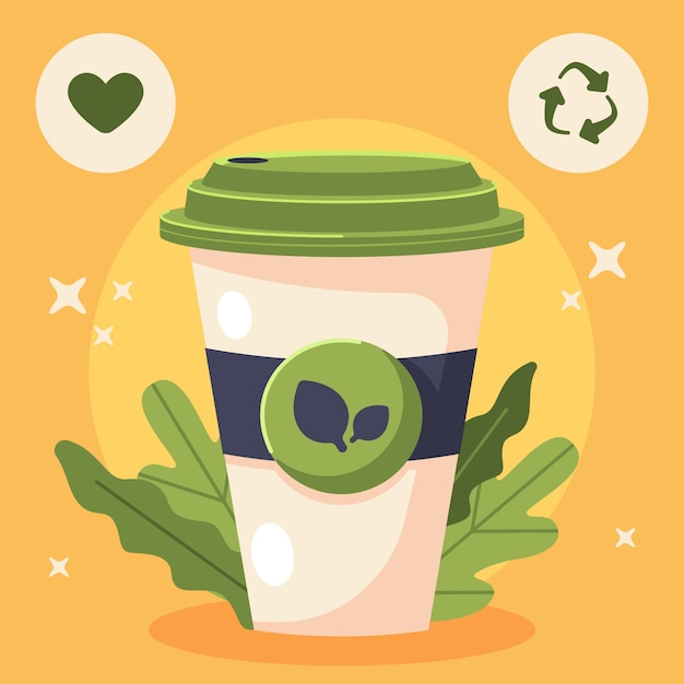 Ilustración de taza ecológica dibujada a mano