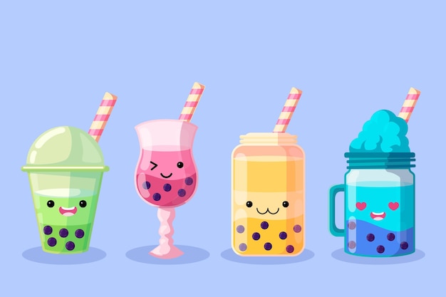 Vector gratuito ilustración de té de burbujas kawaii