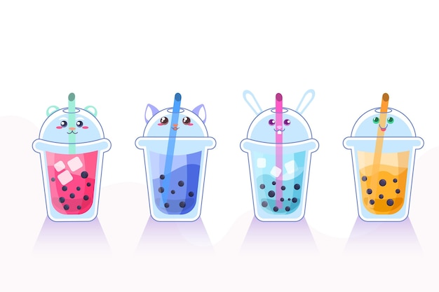 Vector gratuito ilustración de té de burbujas kawaii