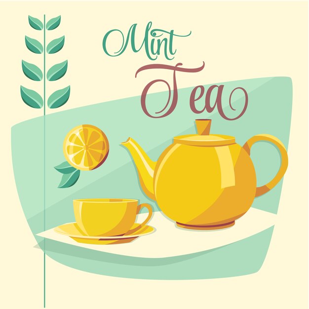 Ilustración de té de menta