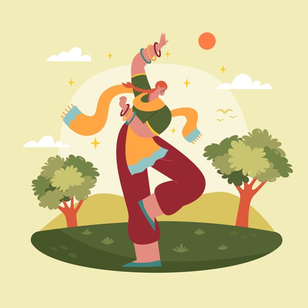 Ilustración de teej plana con mujer bailando