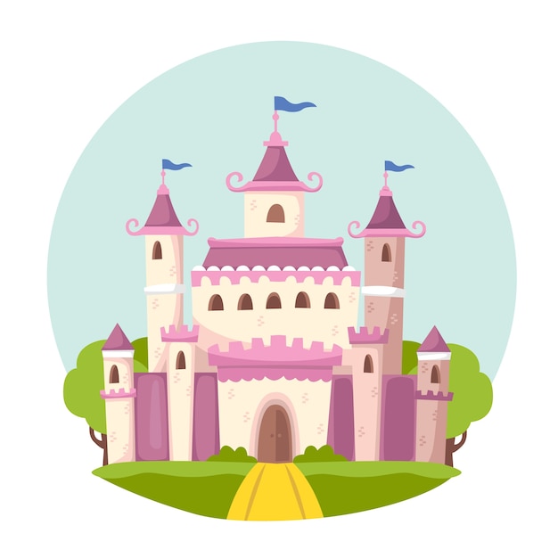 Vector gratuito ilustración con tema de castillo de cuento de hadas