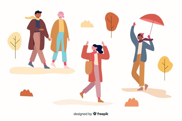 Ilustración con tema de otoño y ropa