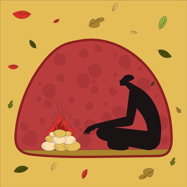 Ilustración de temazcal dibujada a mano