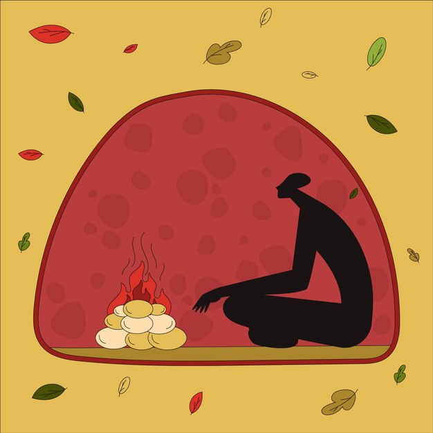 Ilustración de temazcal dibujada a mano