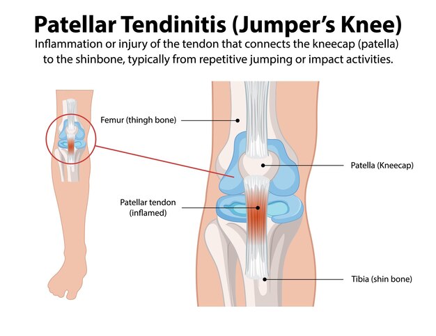 Ilustración de la tendinitis patelar