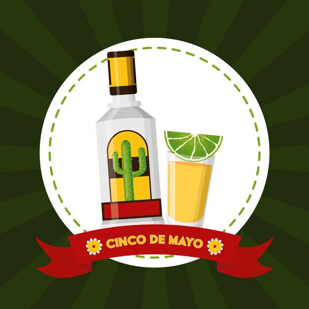 Ilustración de tequila mexicano cinco de mayo de México