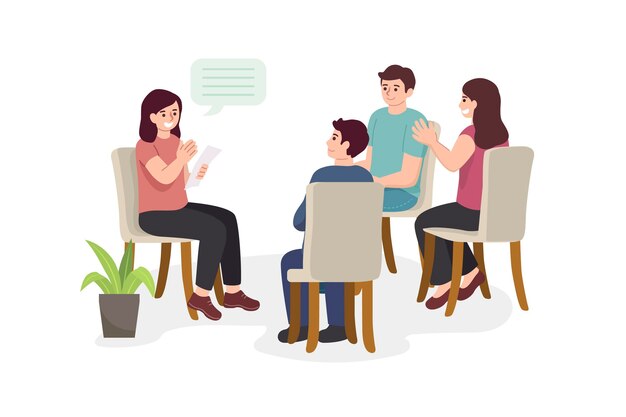 Ilustración de la terapia de grupo
