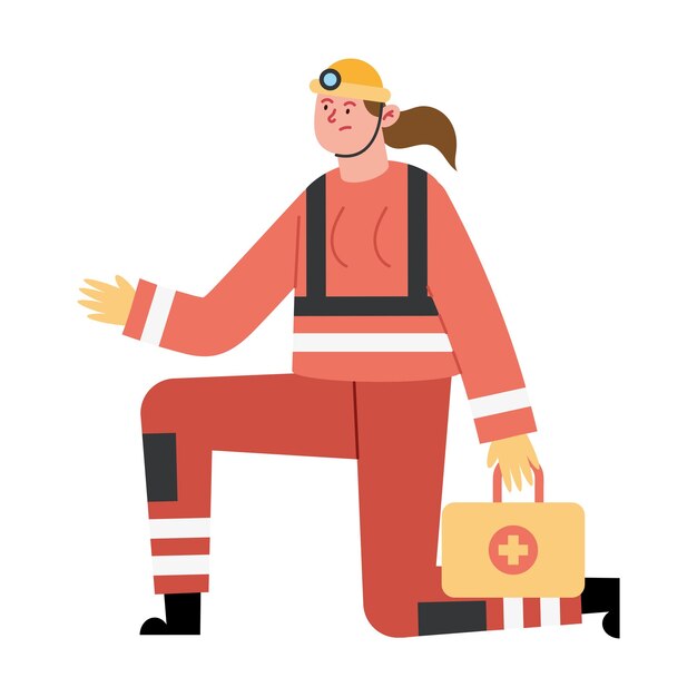 Ilustración de un terremoto de una mujer de la cruz roja