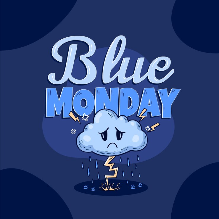 Vector gratuito ilustración de texto azul de lunes dibujada a mano
