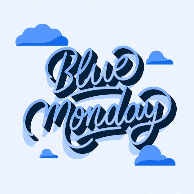 Vector gratuito ilustración de texto azul plano de lunes